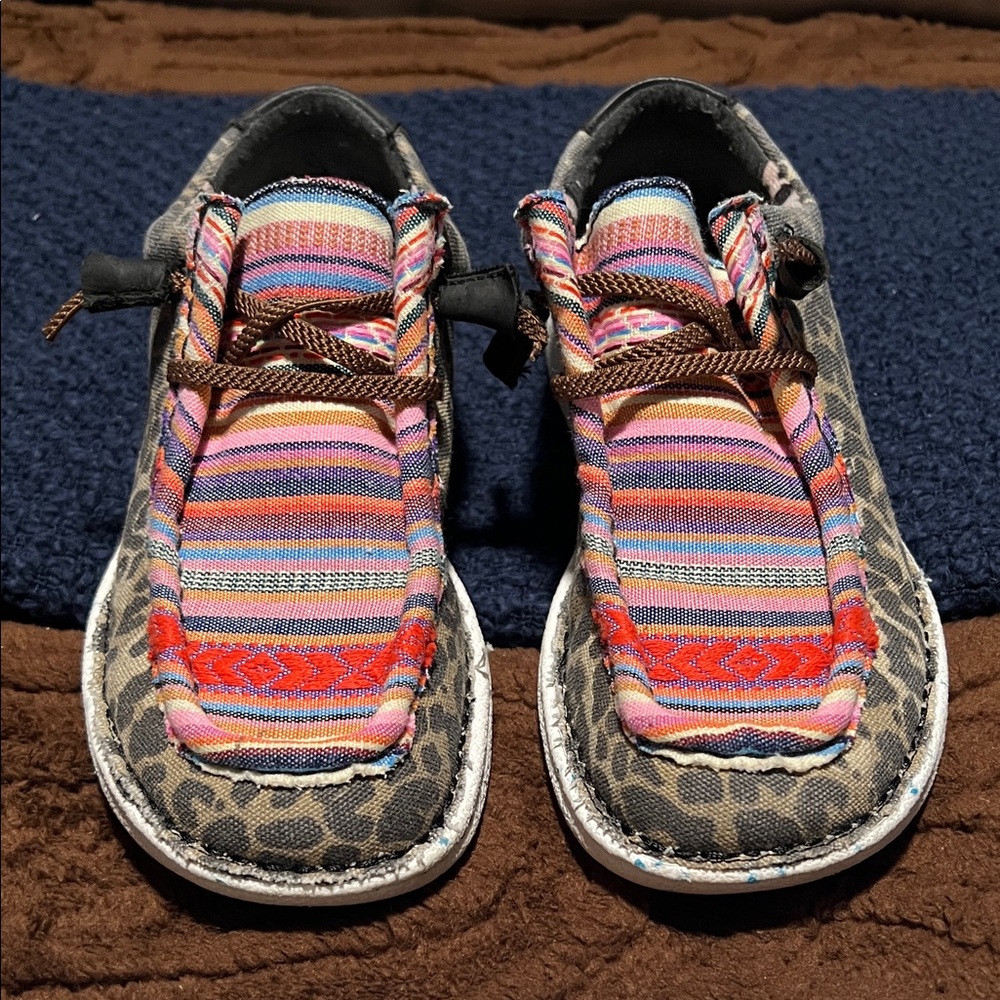 Justin Boots Women’s Multicolor Striped & Leopard Print Slip-On Flats
